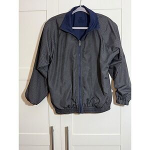 Pebble Beach Houndstooth Golf Jacket Full‎ Zip Blue Tan Menswear Reversible